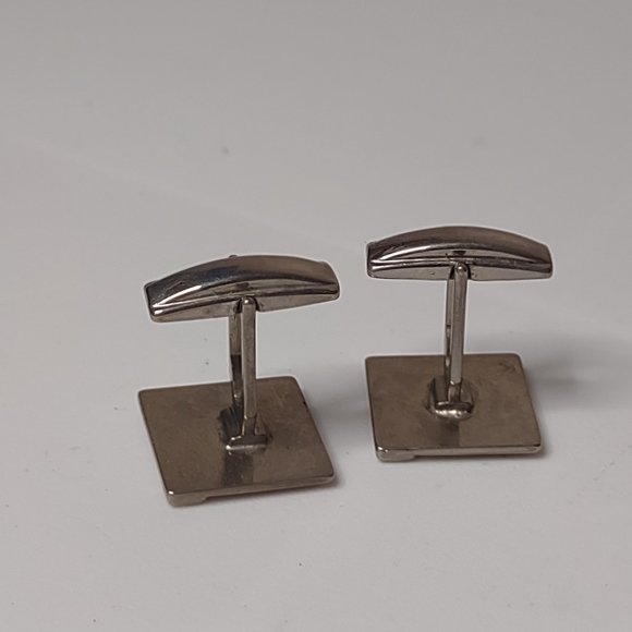 Vintage Silver Tone Rectangular Cufflinks - Picture 7 of 9